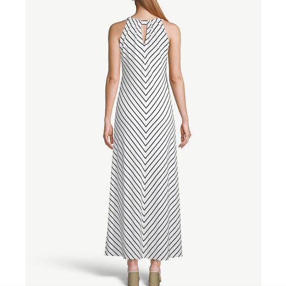 Sleeveless Halter-Neck Striped Maxi Dress Chico's size 1 - Picture 2 of 6